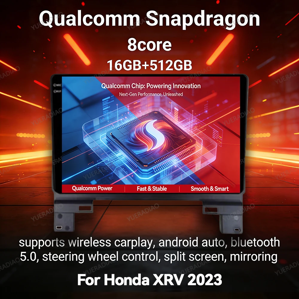 Android 17 Car Radio For Honda XRV 2023 Carplay Automotive Qualcomm Backup Camera 2K QLED SWC Carplay Multimedia Central DVD FM