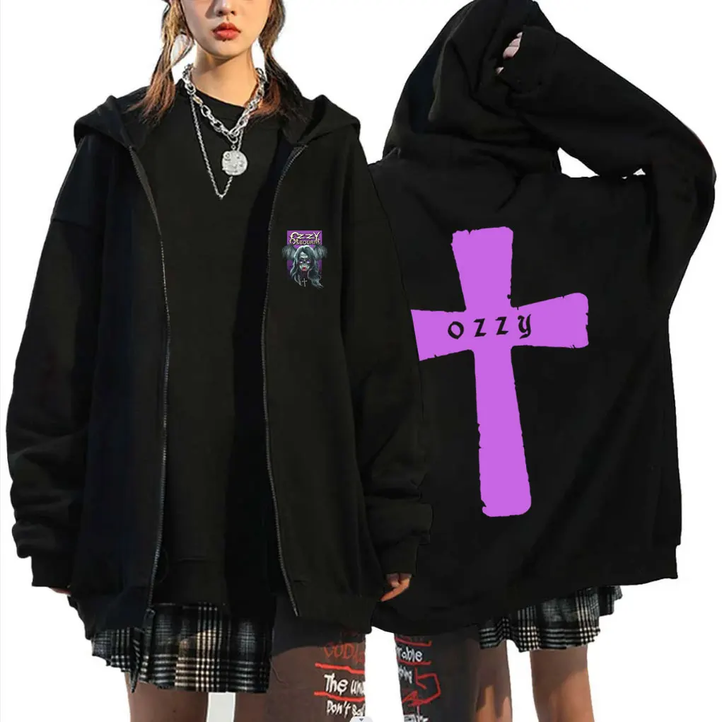 

Heavy Metal Rock Band Black Sabbath Ozzy Osbourne Vintage Zipper Hoodie Men Women Fashion Casual Oversized Zip Up Jacket Coat