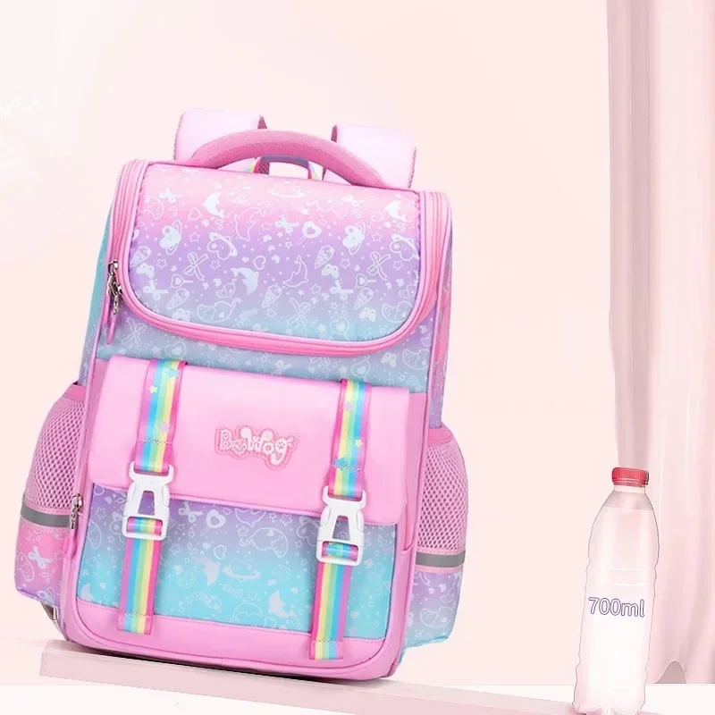 Cartable nœud papillon primaire avec pendentif lapin pour filles, sac à dos orthopédique pour enfants, sac d\'école étanche Kawaii, sac à dos de