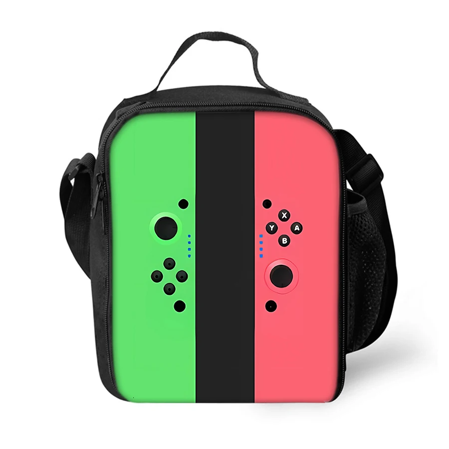 Games Console Shoulder Strap Insulated Lunch Bags 2D Flat Cartoon Boys/Girls Kids Picnic Food Preservation Lunch Box Bag Thermal