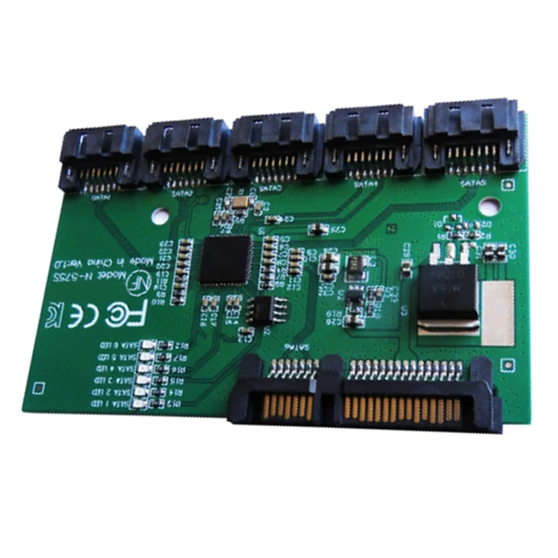 SATA Expansion Card 1 To 5 Port SATA3.0 Controller Card Motherboard SATA Port Multiplier Riser Card HUB Adapter