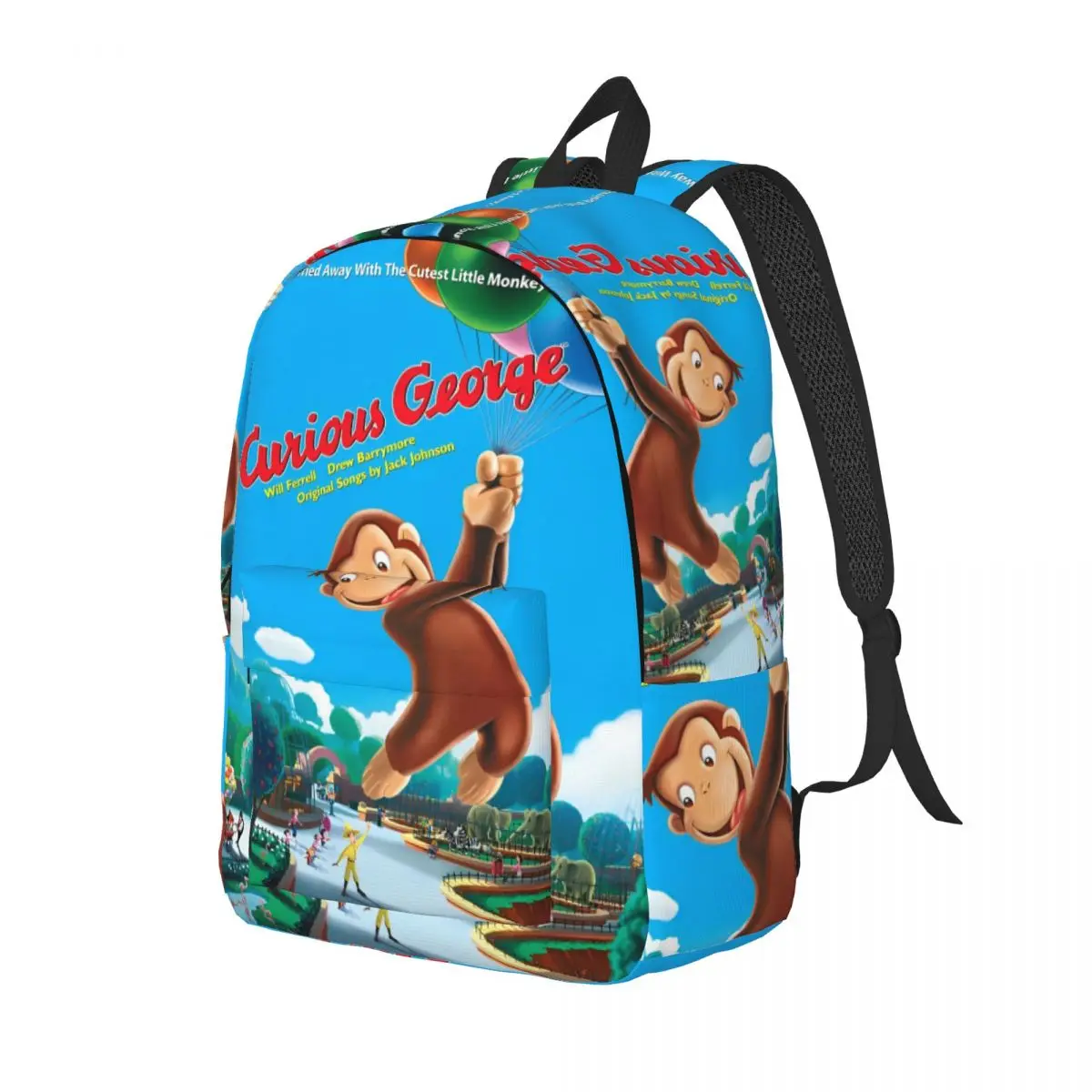 Mochila de dibujos animados Curious George Monkey para hombres y mujeres, bolsas de lona universitarias, serie de TV, mochila de moda para estudiantes al aire libre