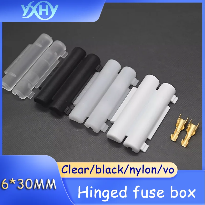 

Hinged fuse box 6*30MM fuse seat glass tube Fuse box clear/black/nylon and terminals