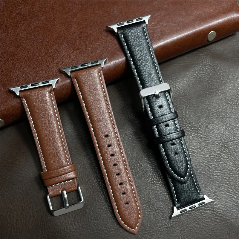 Genuine Leather Strap for apple watch band 42mm 44mm 45mm 49mm 38mm 40mm 41mm Man Woman Bracelet iwatch ultra 8 7 6 5 4 se band