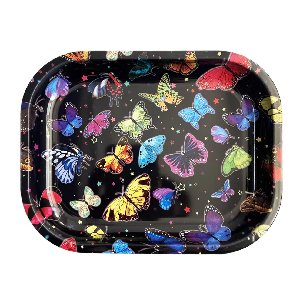 Nice Print Rolling Storage Tray Durable Metal Plate Easy Clearning Container Accessories 180*140mm