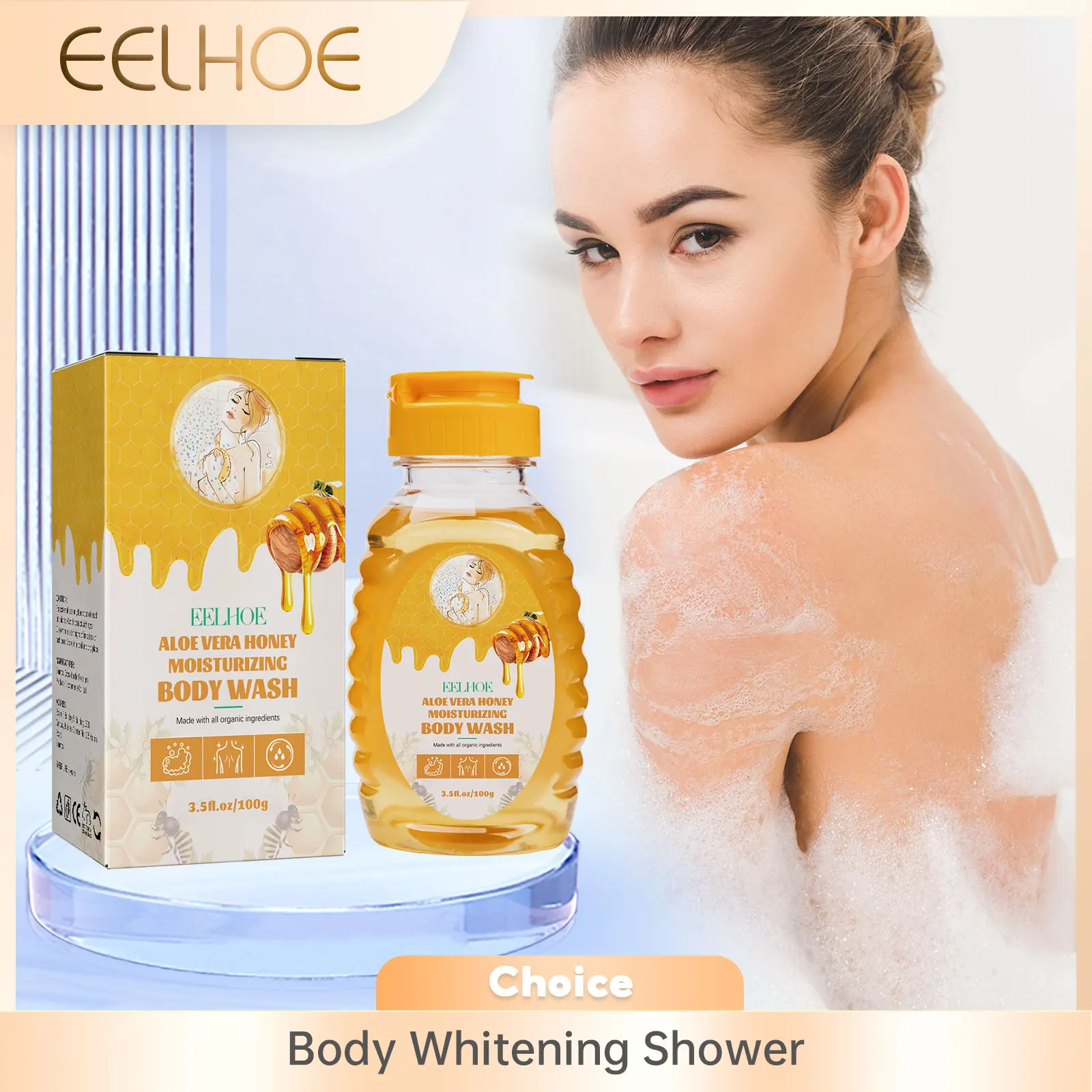 Honey Shower Gels Refreshing Moisturizing Body Wash Smooth Gentle Cleansing Exfoliating Brighten Whitening Skin Bath Lotion 100g