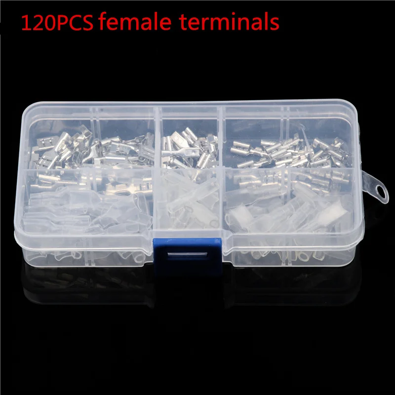 270/180/150/120pcs Insulated Male Female Wire Connector 2.8/4.8/6.3mm Electrical Wire Crimp Terminals Spade Connectors Assorted