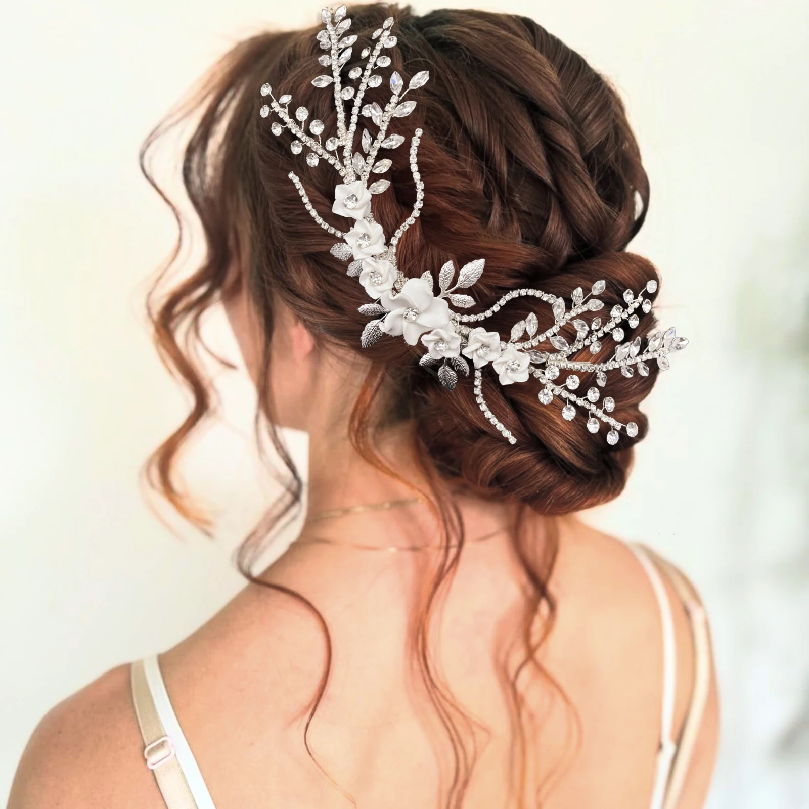 Peigne à cheveux en cristal fait à la main, biscuits JOWomen, diadème fleur, pinces latérales de mariage, pièces de sauna de mariée, accessoires pour cheveux de fête, DZ247