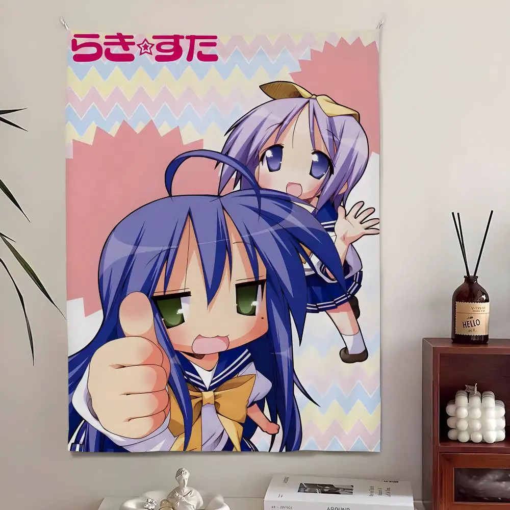 لاكي ستار شخصيات أنيمي نسيج ديكور المنزل، لطيف اليابانية مانغا الجدار الشنق لغرفة النوم غرفة المعيشة مساحات أوتاكو