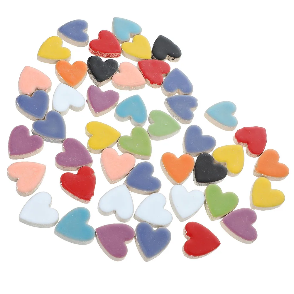 

1Set Mini Ceramic Tiles Heart-Shaped Colorful Stained Pieces for DIY Crafts Home Decoration Craft Kits Romantic Room Decor