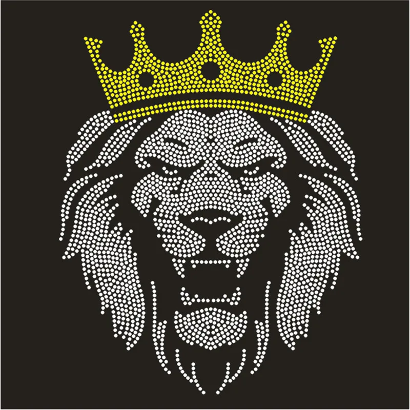 Lion Patch Clothes Sticker With Rhinestones Custom Strasses Iron On Transfer Cristal Decoration Bling Accessories For Craft