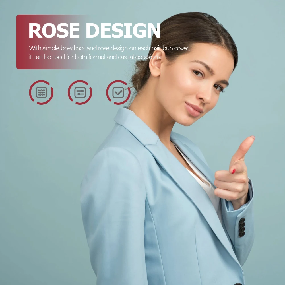 

3pc Hairnets Women Bun Covers Cloth Clips Elastic Durable Smooth Hairnet Accessories Thin Thick Hair Formal Casual