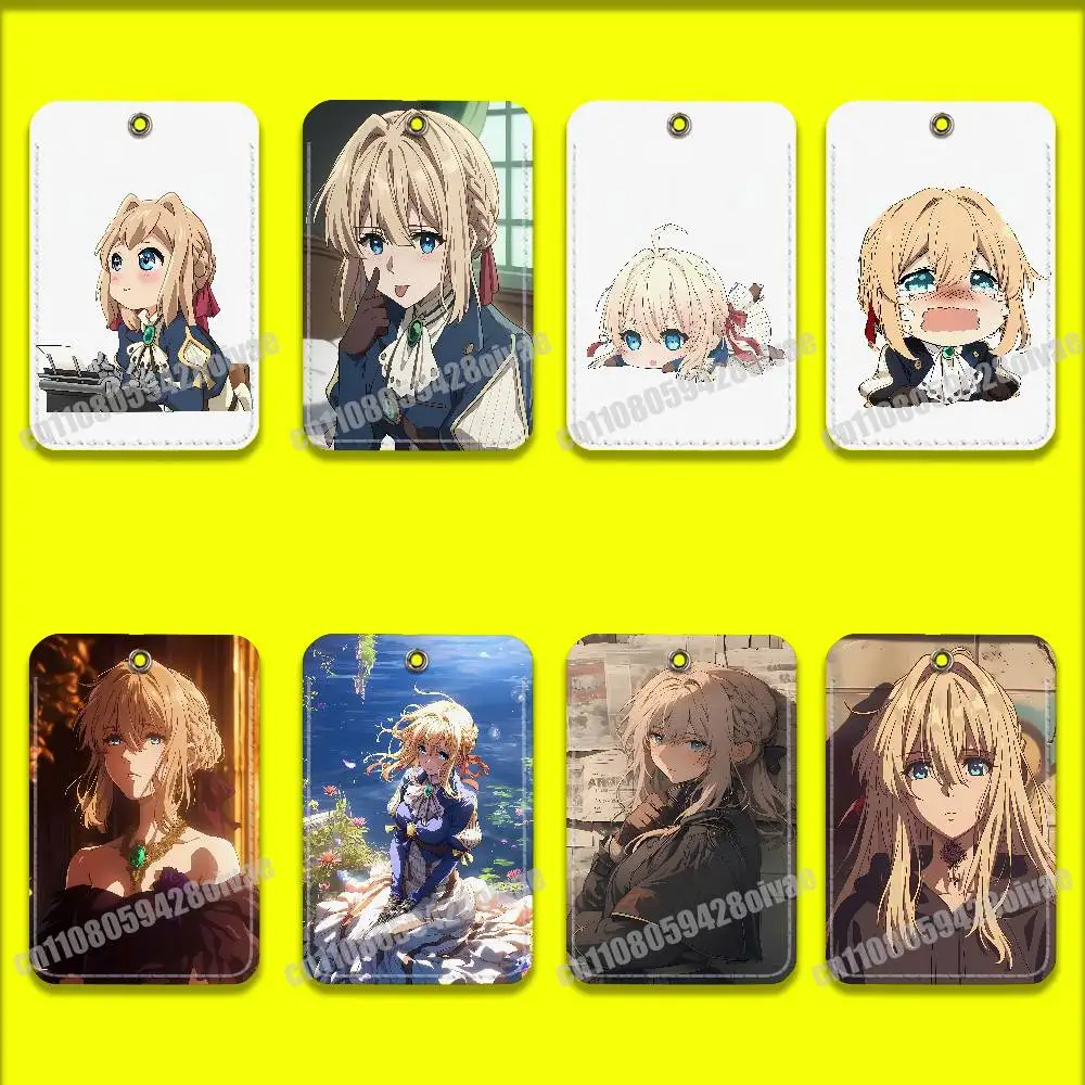 

V-Violet E-Evergarden For ID Clips Credit Bank Access Water Card Holder Cover Decoration Bag Keychain