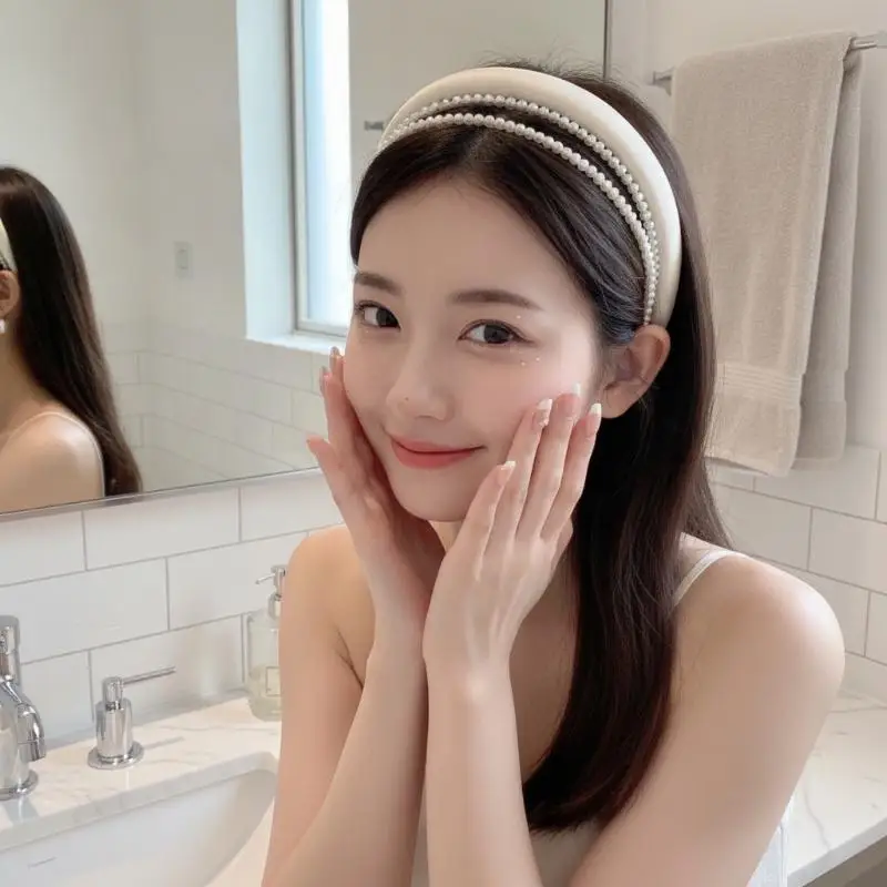 Koreanisches handgefertigtes Vollperlen-Stirnband, eleganter, süßer, einfacher Haarreif, modische Haaraccessoires für Damen, für Hochzeit, Alltag, Party, Geschenk – Detail 2