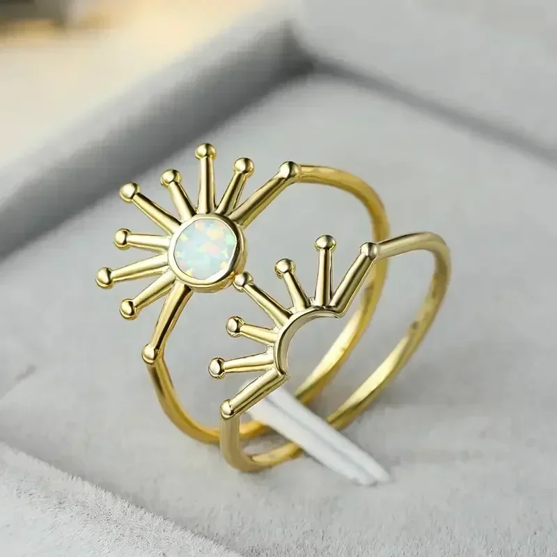 2026 New Sunrise and Sunset Series  Matching Ring, Japanese  Korean Unique Finger  Sunflower Ring