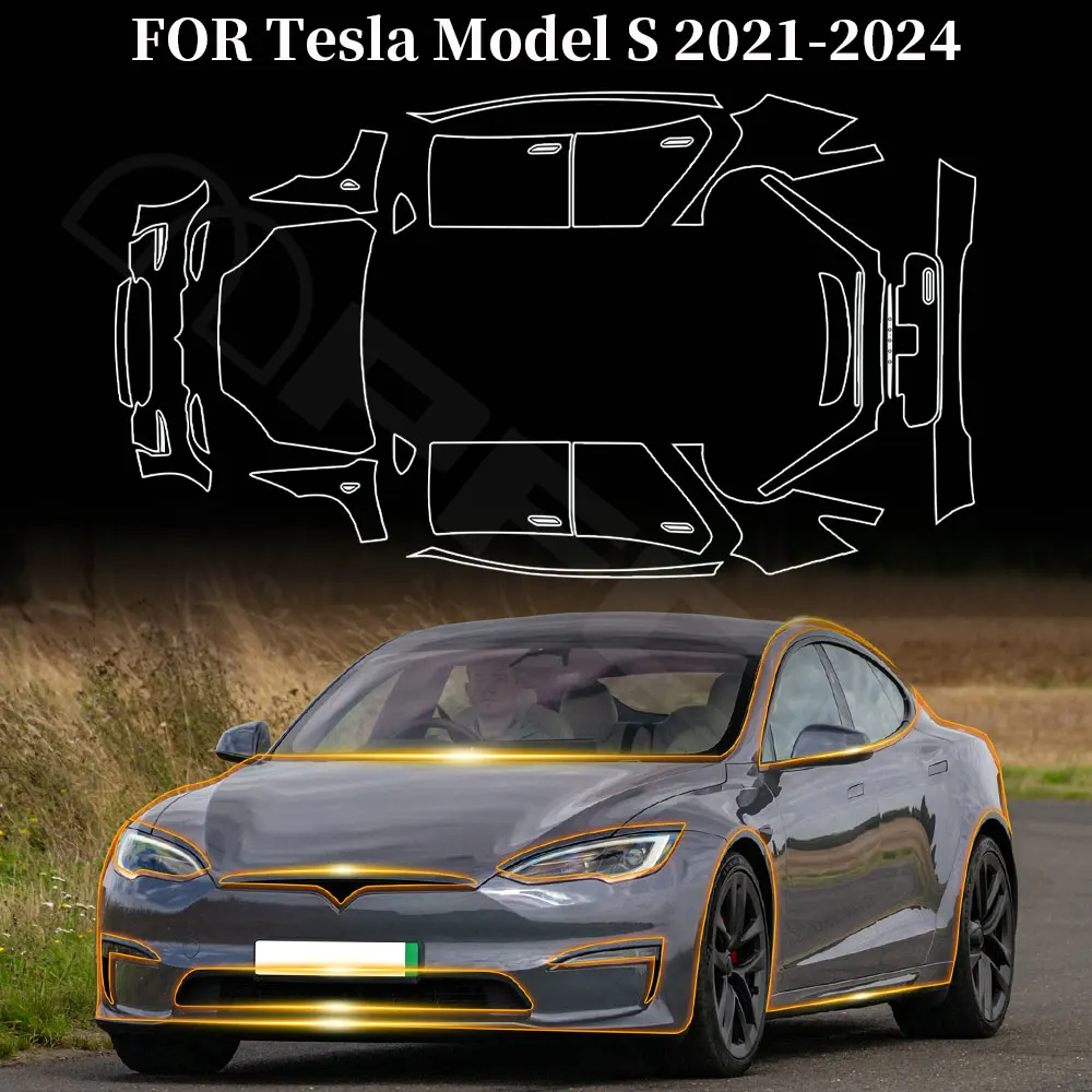 

PFCC Tpu Car Paint Protection Film for Tesla Model S 2021-2026 Pre Cut Anti Scratch Resistant Clear Bra Ppf Decal Kit Sticker