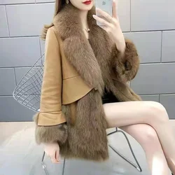 Autumn Female Loose Fit Faux Fur Jacket Korean Women Long Sleeves Plush Coat 2024 Ladies Medium Long Styles Fur Outwear