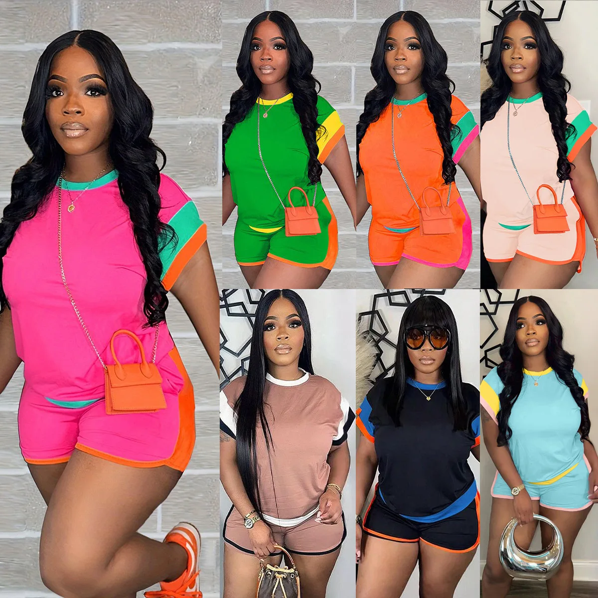 Two Piece Sets Women Shorts Pant Set Round Neck Tops Short Pants High Waist Y2k Streetwear Elegant Casual Loose Summer 2026