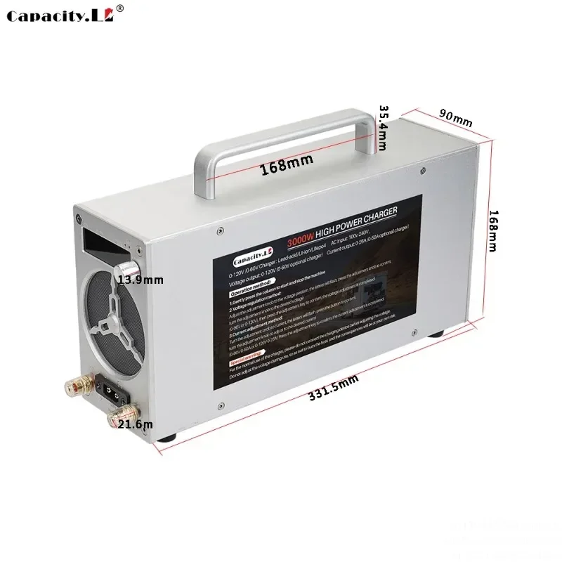 36V48V120V25A lithium iron phosphate battery charger 60V50A battery adapter adjustable voltage and power