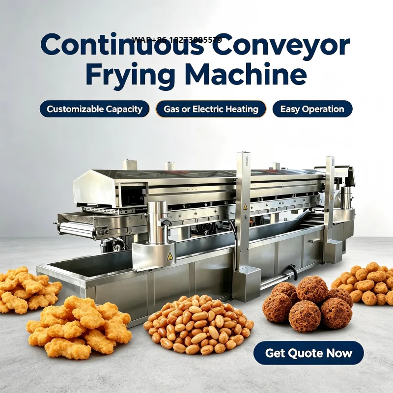 Continuous Conveyor Deep Fryer Industrial Fried Peanut Broad Bean Nut Frying Equipment