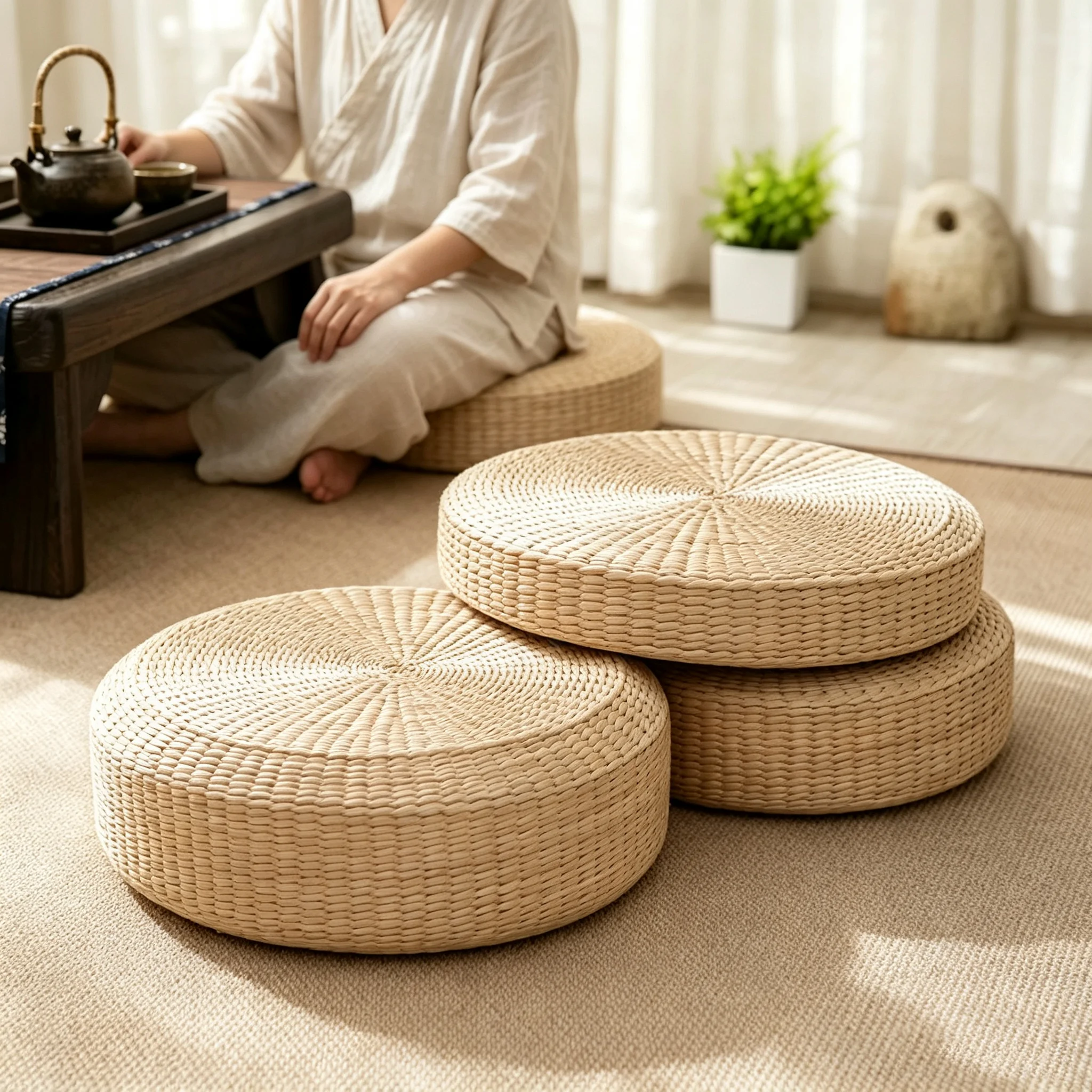 Hand-Woven Rush Straw Round Se - Tatami Mat Rush recension och pris