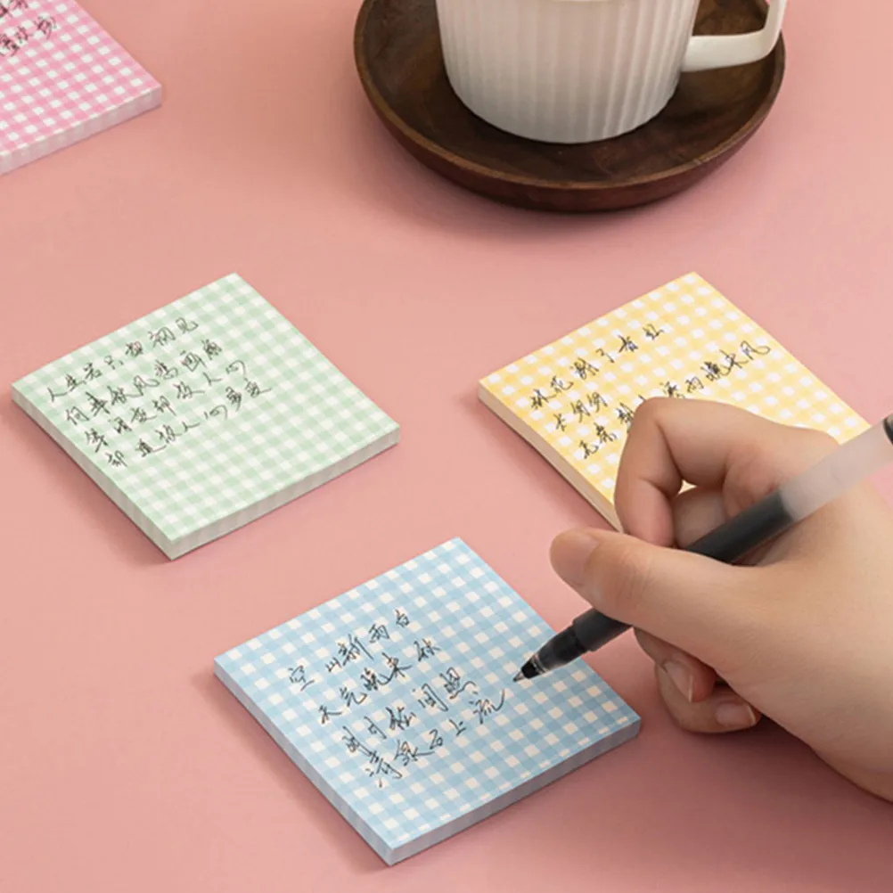 Grid Memo Pads Reusable Self Stick Notes Strong Adhesion Easy Tear Off No Residue Decorative Memo Pads Small Notepad