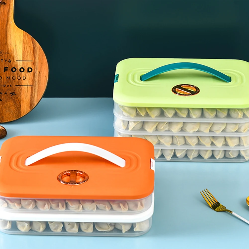 Dumplings Box Storage Box Refrigerator Dumpling Freezing Multi-Layer Freeze Quick-Freeze Dumpling Box Orange