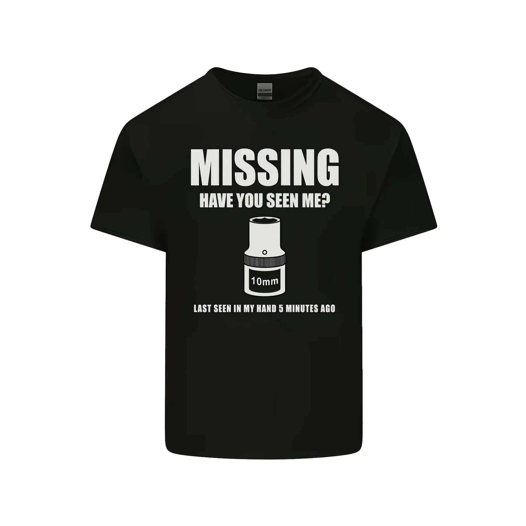 Missing 10mm Socket Mechanic Graphic Tee Funny Plumber Tool Print Casual Men'S Crew Neck T-Shirt
