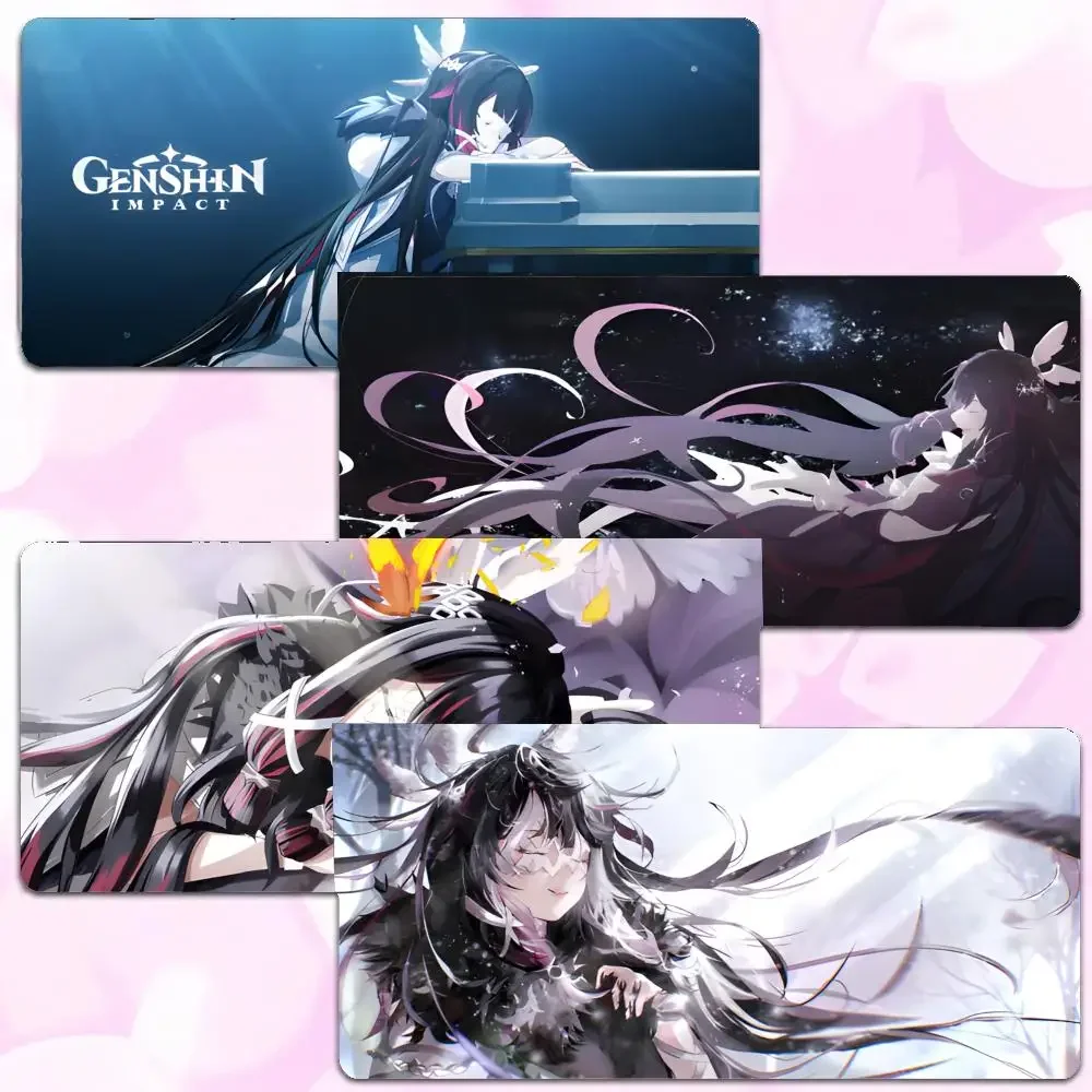 G-Genshin Impact Columbina fantasy character Mouse Pad Thick Lock Edge Gaming Desk Mat Large Size PC Mouse Pad Home decor