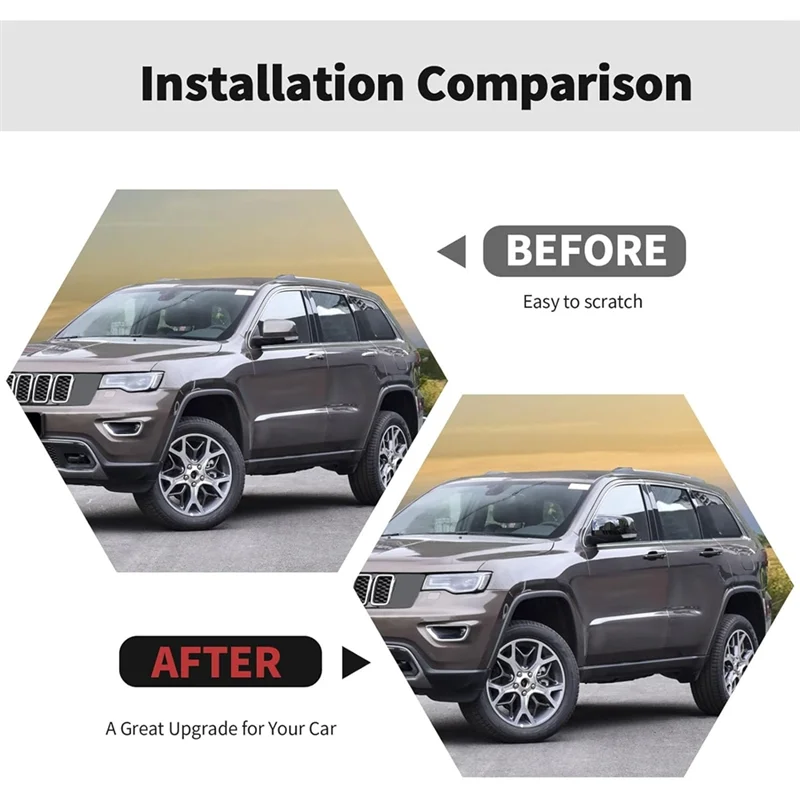 

Car Rearview Mirror Cover Trim + Tail Light Lamp Cover + Exterior Door Handle Trim Black ABS For Jeep Grand Cherokee 2014-2020-A