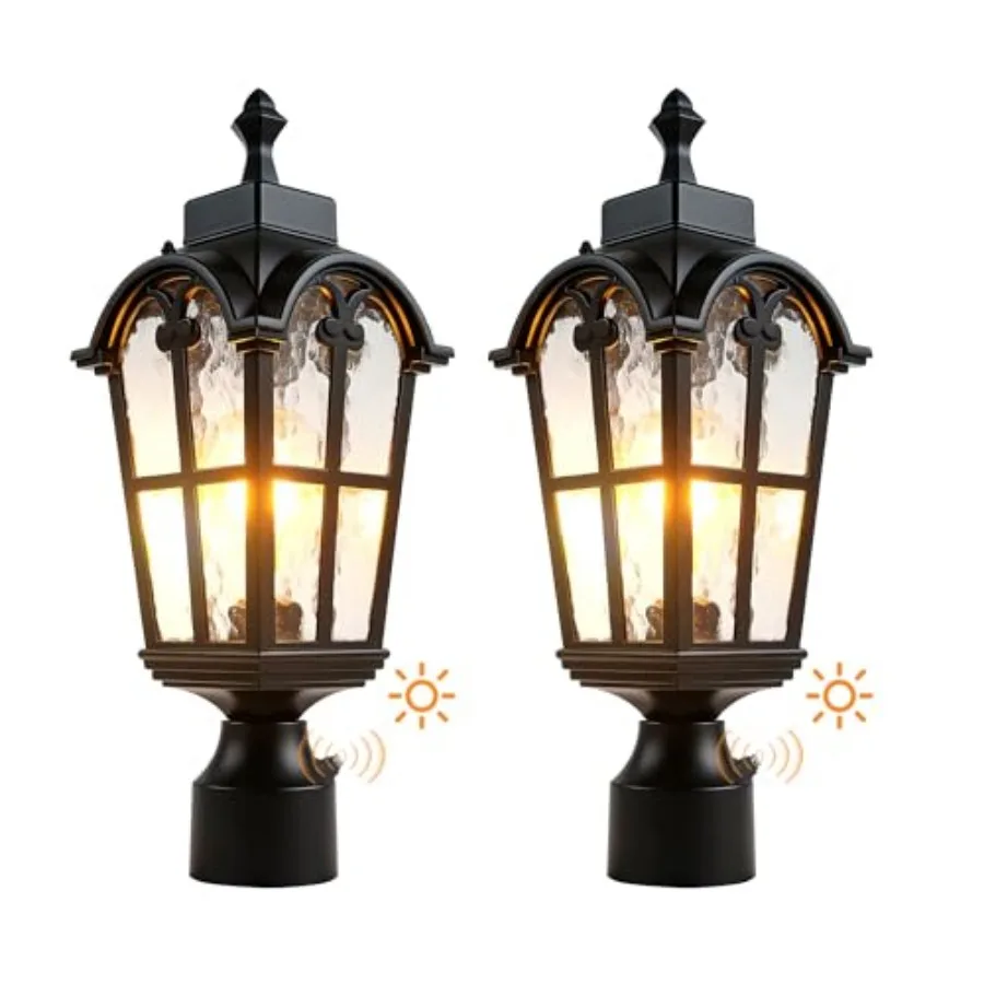 Sensor Outdoor Post Lights Waterproof Post Light Fixture Outdoor Anti-Rust Waterproof Exterior Lamp Post Lighting for Front Doo