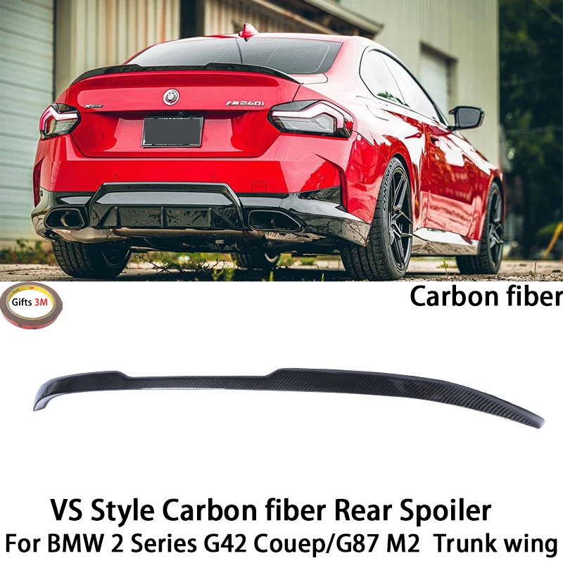 

For BMW 2 Series G42 Couep/G87 M2 VS Style Carbon fiber Rear Spoiler Trunk wing 2021-2026 Carbon fiber