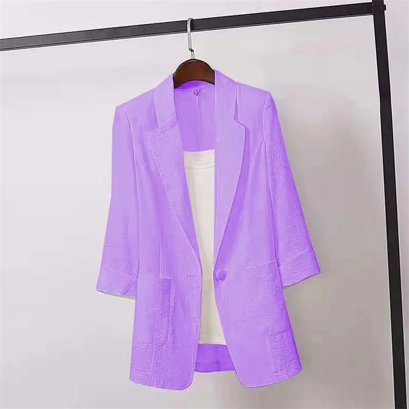 Cotton And Linen Suit Jacket Women\'s Coat Thin 2023 Spring Autumn Plus Size 5XL Korean Loose British Style Female Blazer Summer