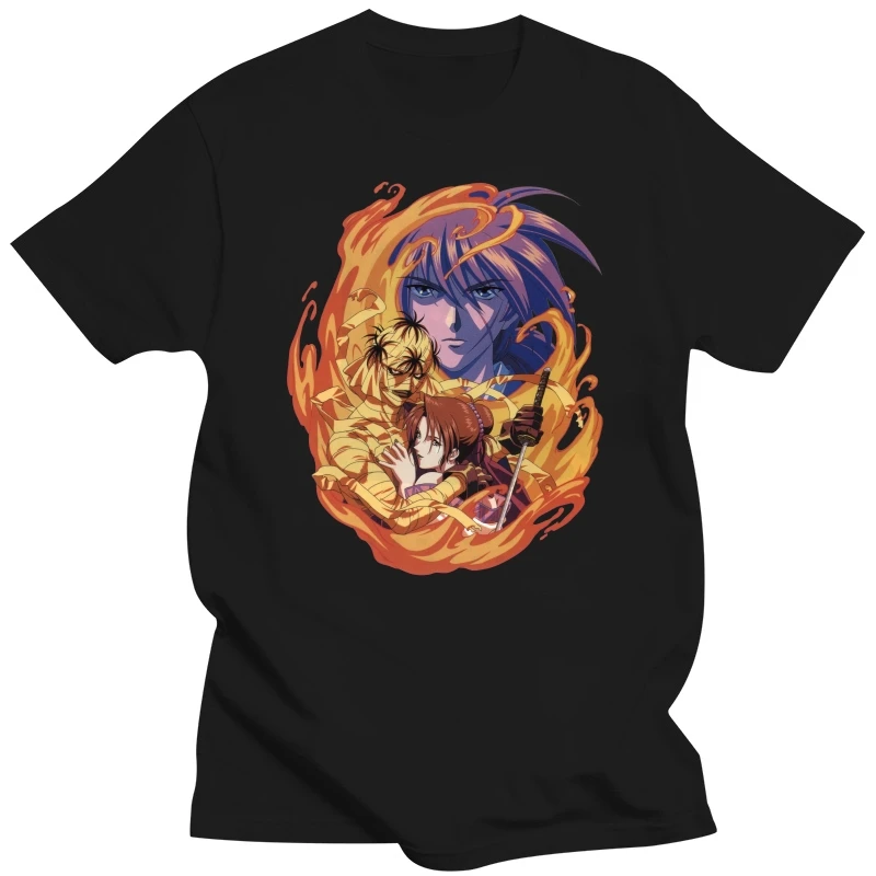 Rurouni Kenshin Shishio Arc Fire Art Men'S (Woman'S Available) T Shirt Black Loose Size Tee Shirt