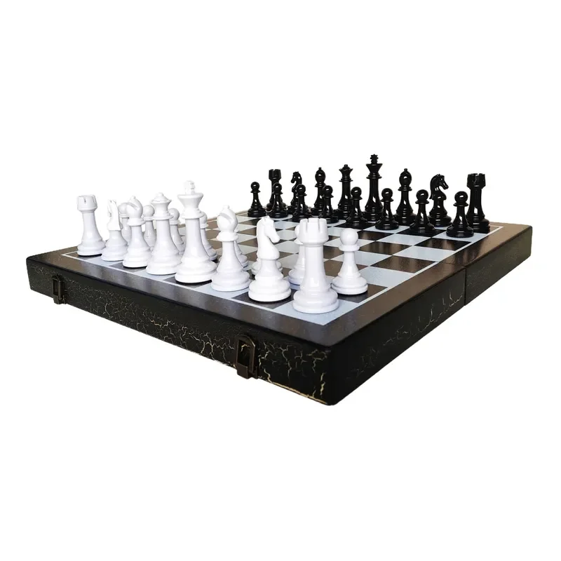 High-quality Large-sized Wooden Chess Box with Folding Design-Durable Eco-Friendly International Chess Set