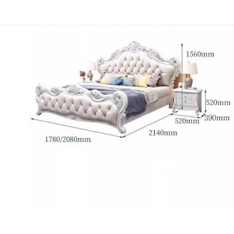 طاولة بجانب السرير، سرير مزدوج، ديكور غرف النوم، ألواح أمامية فاخرة، إطارات علوية للسرير المزدوج، أثاث منزلي من Queen Camas De Dormitorio #6