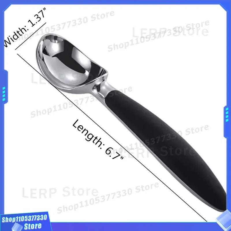 Durable Stainless Steel Ice Cream Scoop with Non Slip TPR Handle and 410 Steel Trim Plate for Kitchen Dessert Serving Tool