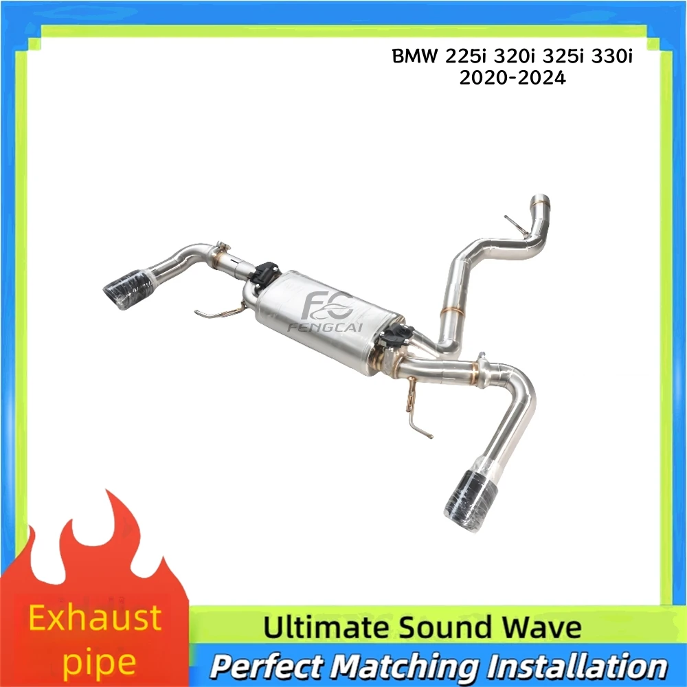 

Клапан задней двери из нержавеющей стали, спортивный глушитель выхлопной системы для BMW 225i 320i 325i 330i 2020-2024 с клапаном, двумя черными наконечниками