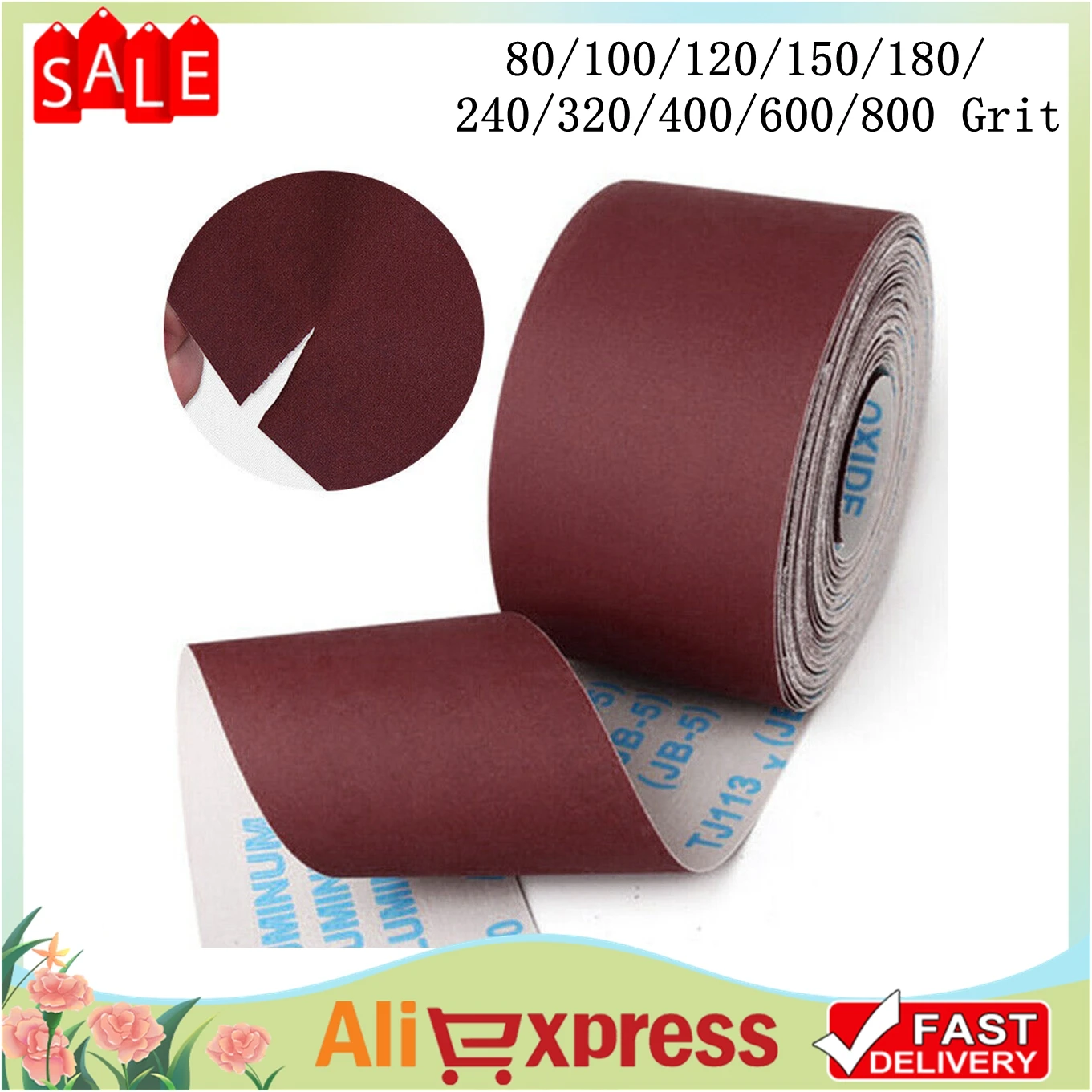 

Heavy duty Emery Cloth Sanding Roll, 10cm x 100cm, 80 120 180 240 600 800 Grit, Suitable for Woodworking, Metalworking and More