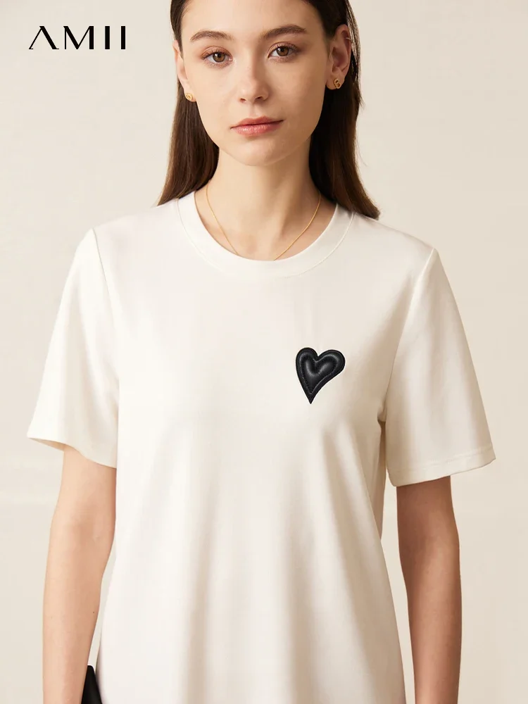 AMII-Robe de minimalisme pour femmes, vêtements de sport, t-shirts mignons avec appliques de cœur, robes décontractées pour femmes, vêtements éducatifs, été, nouveau, 2023, 12322067