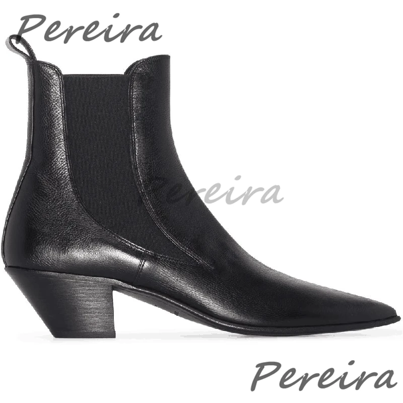 

Мужские ботинки челси на высоком каблуке 6 см с острым носком, черные короткие ботинки из натуральной кожи в британском стиле, деловые модельные туфли из воловьей кожи для банкетов