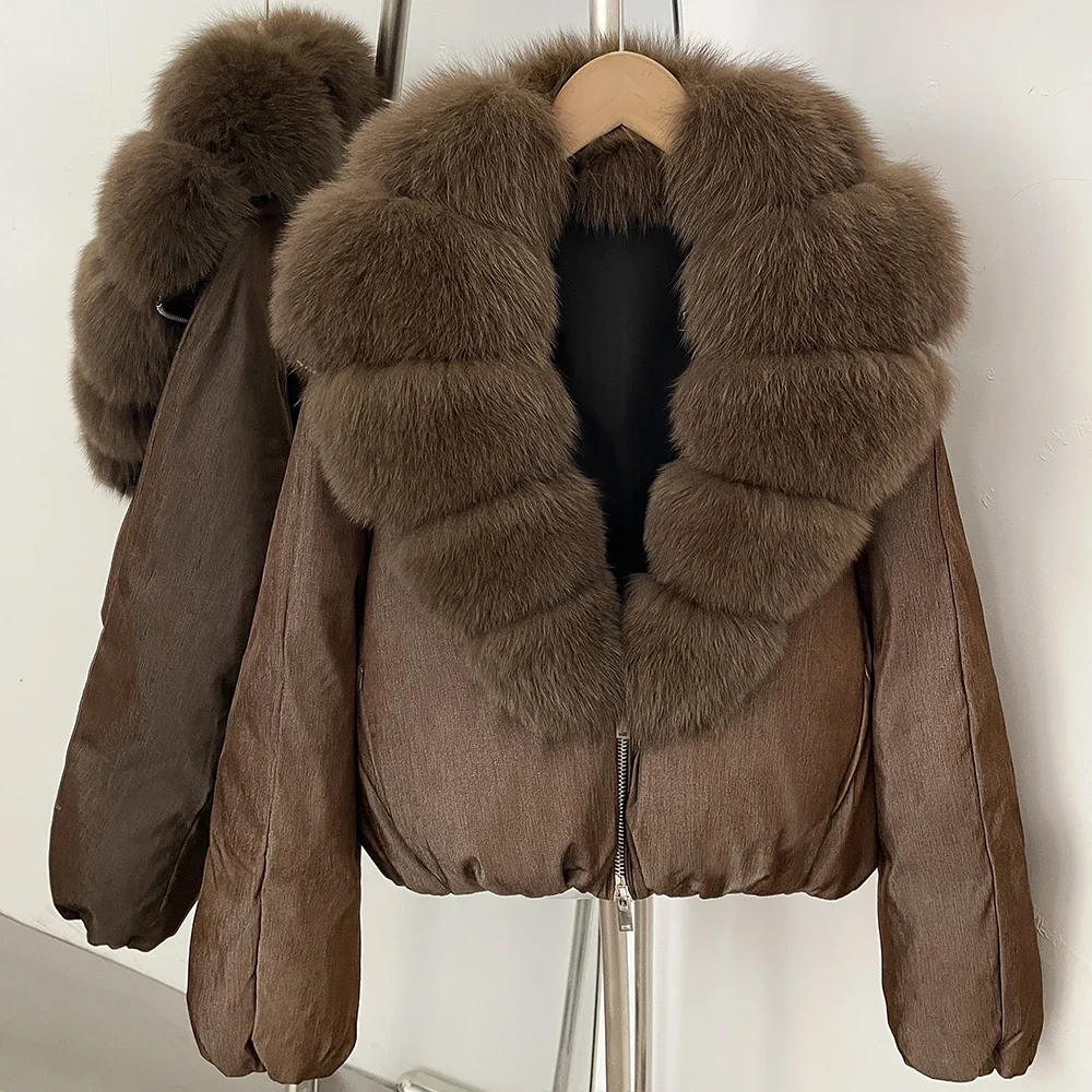OFTBUY 90% White Duck Down Coat Luxury Winter Puffer Jacket Women Female Real Natural Fox Raccoon Fur Thick Warm Parkas