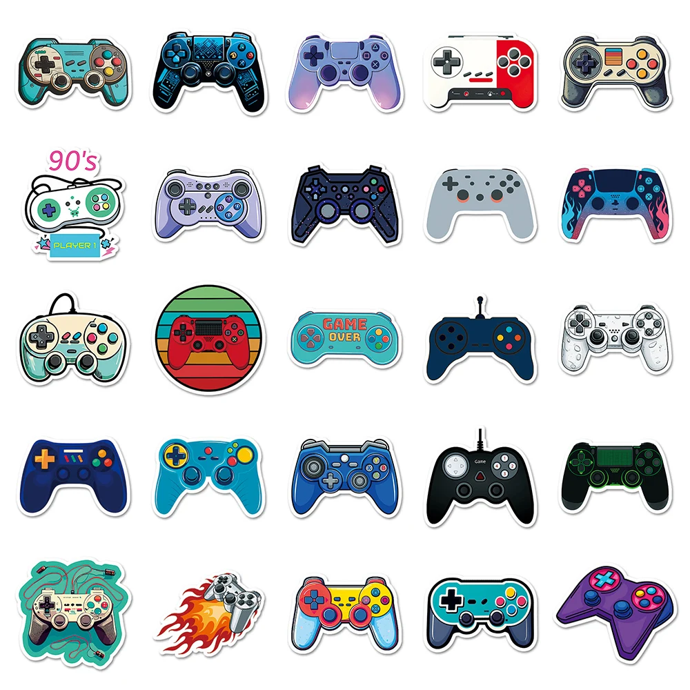 10/30/50pcs Cool Cartoon Joystick Gamepad Stickers Colorful Video Game Decal Skateboard Laptop Phone Graffiti Waterproof Sticker