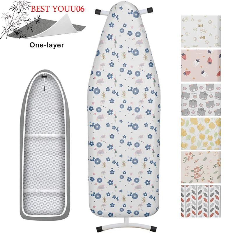 (YOUU06)Durable Ironing Board Cloth Heat Resistant Ironing Board Cover With Floral Animals Design Universal Laundry Supply