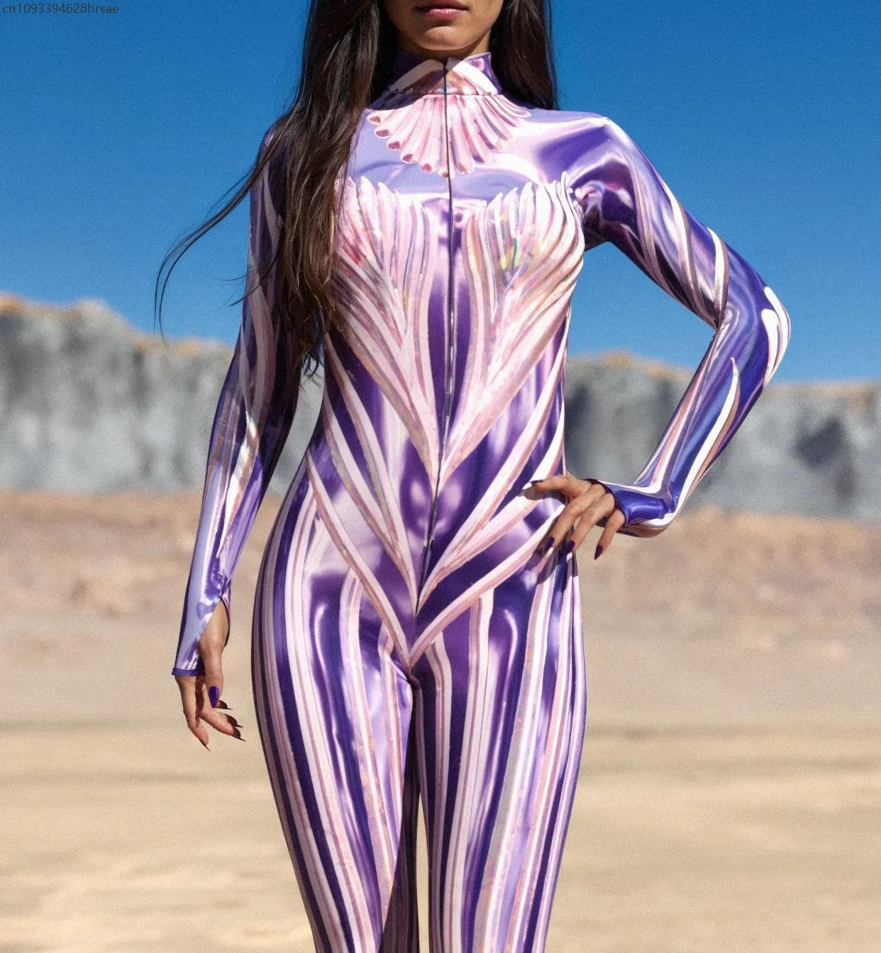 

OP 1 Sexy Women Tight Jumpsuit Holiday New Year Party Cosplay Costume Christmas Shows Bodysuit Performance Zentai Front Zipper
