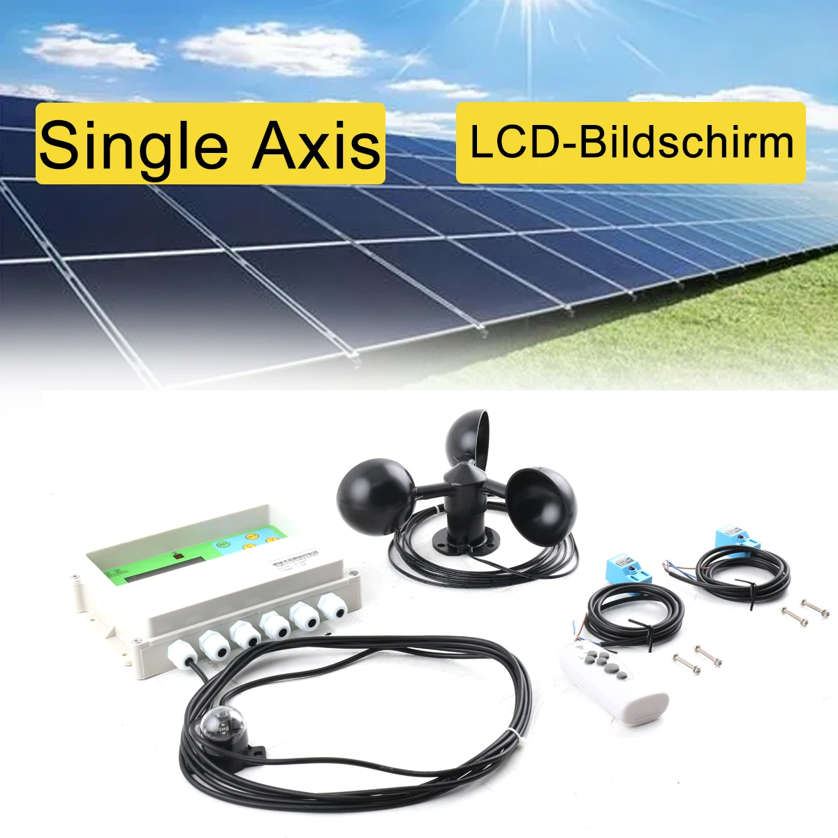 وحدة تحكم أوتوماتيكية تعمل بالطاقة الشمسية بعمود واحد، وحدة تحكم لتتبع أشعة الشمس بمحور واحد مع مفتاح + مستشعر