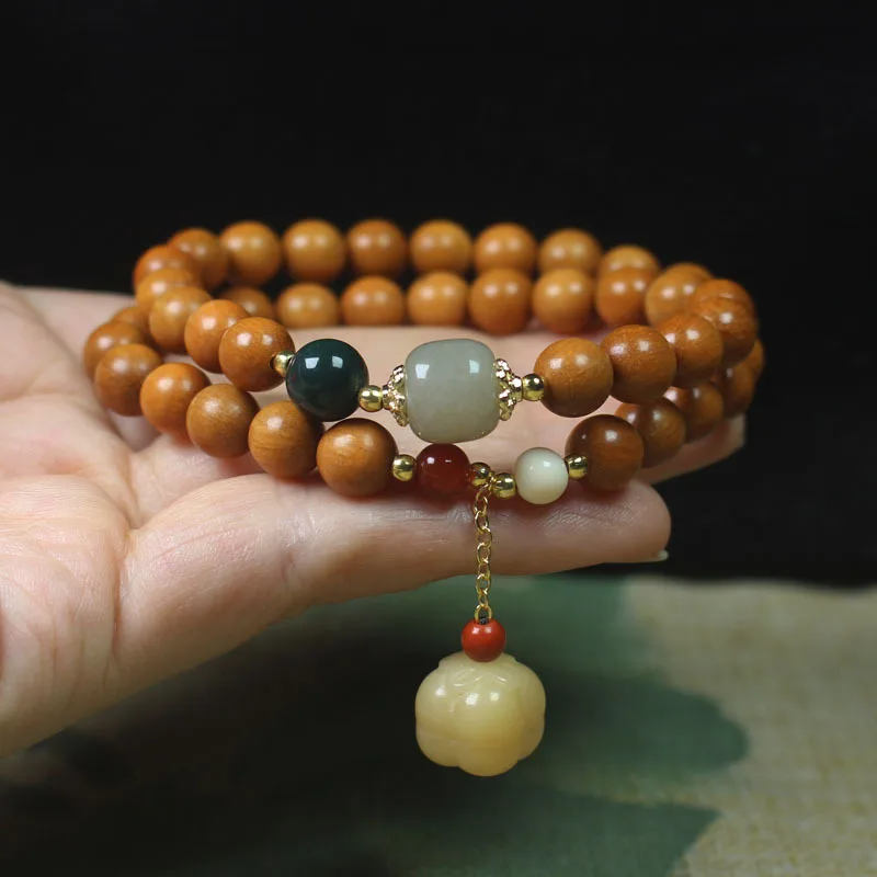 Sandalwood 8mm Double Wrap Bracelet Bodhi Beads Unisex Buddhist Prayer Beads Jewelry Accessory Lucky Fortune Blessing Prosperity