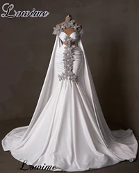 2024 New White Celebrity Dresses With Crystals Special Evening Dresses Mermaid Vestidos De Gala High Neck Pageant Dresses