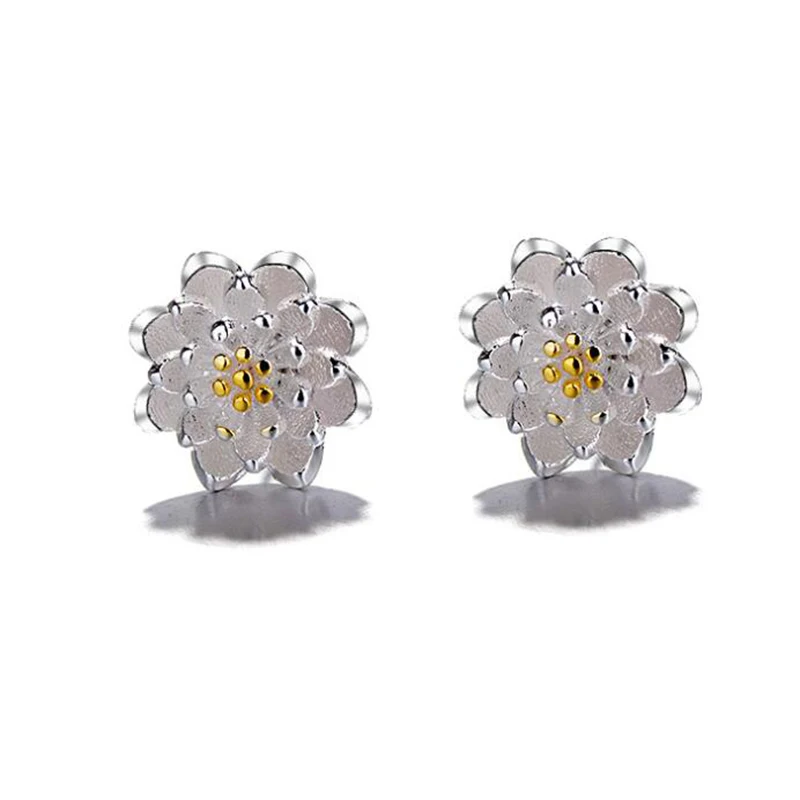 Butik Lady Shining Flower Fashion 925 Sterling Silver Kolczyk sztyft Chrząstka Piercing Kolczyki Biżuteria Boho Prezent dla kobiet — zdjęcie 3