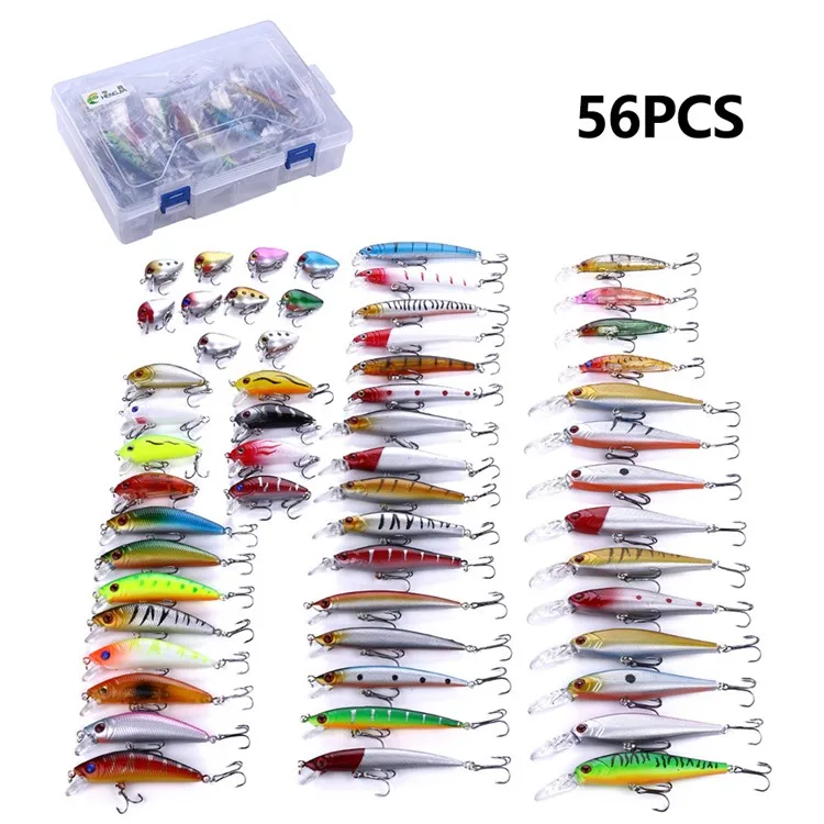 

56Pcs Fishing Lure Long Distance Casting Artificial Fish Bait Kit